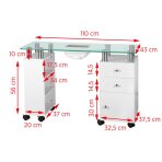 Manikiūro stalas su dulkių surinkėju GLASS WHITE