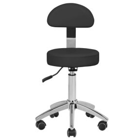 Kosmetologinė meistro kėdutė STOOL BEAUTY BACKREST ROUND BLACK