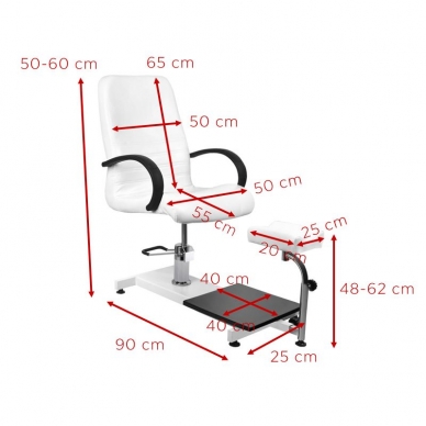 Kosmetologinis krėslas pedikiūrui HYDRAULIC PEDI SPA WHITE 2