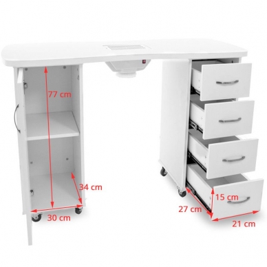 Manicure table with dust collector CABINETS WHITE 4