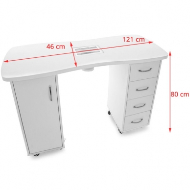 Manicure table with dust collector CABINETS WHITE 5