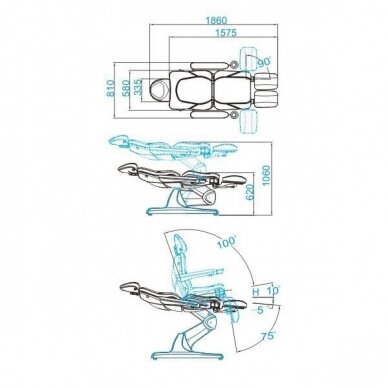 Косметологическое кресло AZZURRO 870 PEDI ELECTRIC 3 MOTOR GREY 8