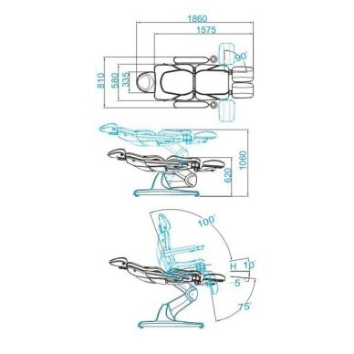 Kosmetologin tuoli AZZURRO 870 PEDI ELECTRIC 3 MOTOR GREY 8