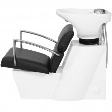 Kirpyklos plautuvė GABBIANO PROFESSIONAL HAIRWASHER BRUSSEL WHITE BASE STRIP BLACK SEAT