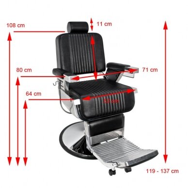 Barber krēsls Barber Chair Gabbiano Royal Black 10