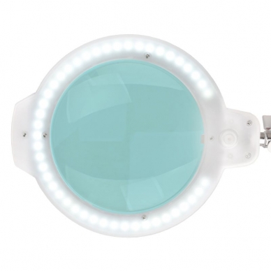 Kosmetologinė LED lempa su lupa GLOW 5D/6 8W (baltos spalvos, tvirtinama prie stalo) 2