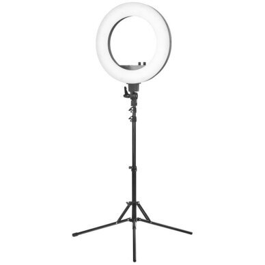 Kosmetologian LED-meikkilamppu jalustalla RING LIGHT 18" 48W BLACK