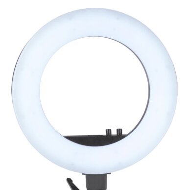 Kosmetologinė LED lempa makiažui su stovu RING LIGHT 18" 48W BLACK 5 Kosmetologinė LED lempa makiažui su stovu RING LIGHT 18" 48W BLACK 5