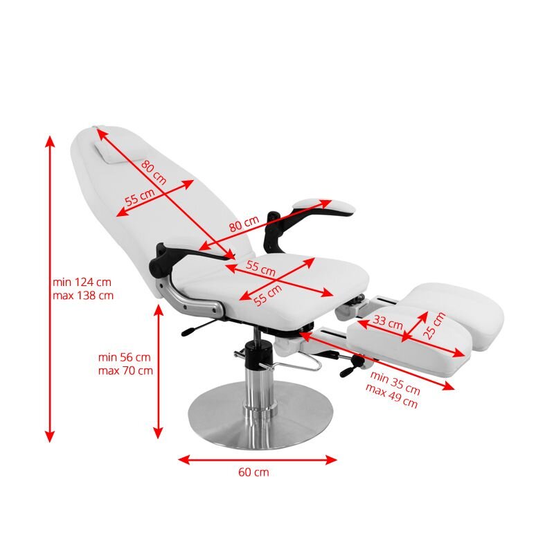 Fotel kosmetyczny hydrauliczny do pedicure Azzurro 713a biały 3