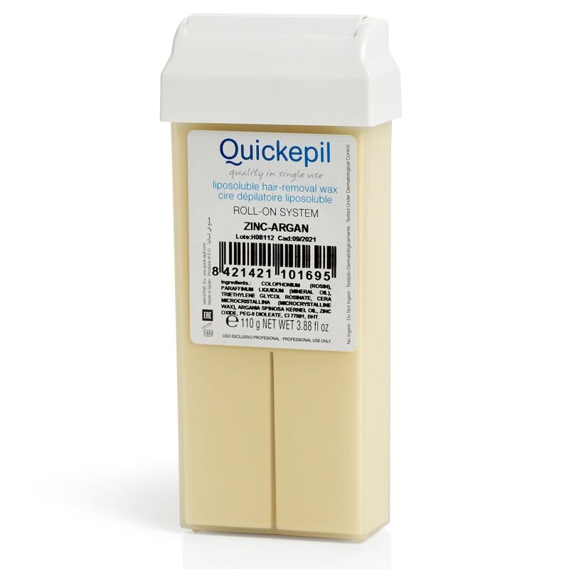 Quickepil cinko-argano vaškas depiliacijai volelyje 110g Quickepil cinko-argano vaškas depiliacijai volelyje 110g
