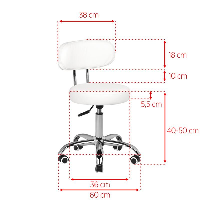Pedikīra kosmetoloģijas taburete BEAUTY STOOL PEDICURE WHITE HYDRAULIC 39-45CM 3 Pedikīra kosmetoloģijas taburete BEAUTY STOOL PEDICURE WHITE HYDRAULIC 39-45CM 3