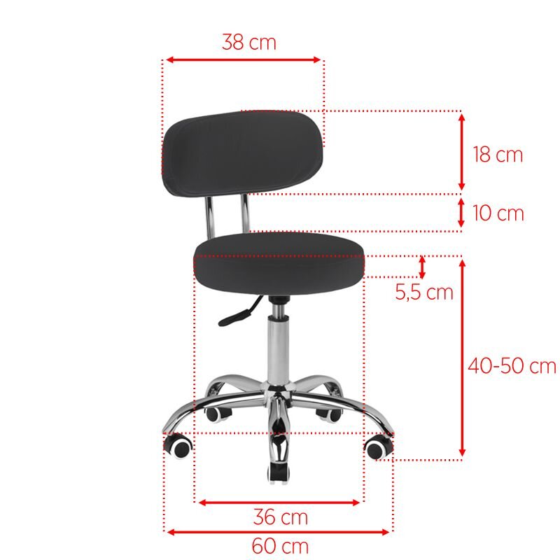 Pedikīra kosmetoloģijas taburete BEAUTY STOOL PEDICURE BLACK HYDRAULIC 39-45CM 3 Pedikīra kosmetoloģijas taburete BEAUTY STOOL PEDICURE BLACK HYDRAULIC 39-45CM 3