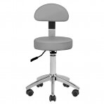 Kosmetologinė meistro kėdutė STOOL BEAUTY BACKREST ROUND GRAY