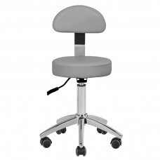 Kosmetologinė meistro kėdutė STOOL BEAUTY BACKREST ROUND GRAY