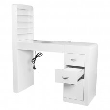 Manicure table with dust collector COSMETIC DESK LEFT SHELF WHITE