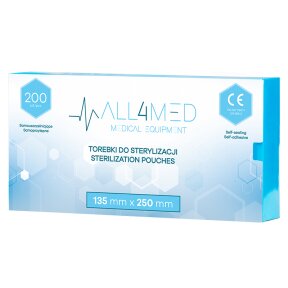 All4med Sterilization Bags for Autoclave 135 mm x 250 mm 200 pcs