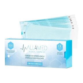 All4med sterilizavimo maišeliai autoklavui 90 mm x 230 mm 200 vnt. All4med sterilizavimo maišeliai autoklavui 90 mm x 230 mm 200 vnt.