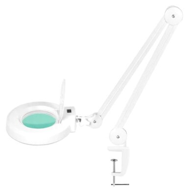 Kosmetologinė LED lempa su lupa 5D 12W WHITE (tvirtinama prie stalo)