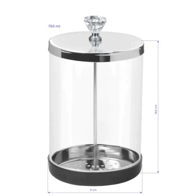 Pojemnik szklany do dezynfekcji narzędzi 750ml 1 Pojemnik szklany do dezynfekcji narzędzi 750ml 1