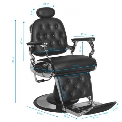 Парикмахерское кресло Barber Chair Gabbiano Francesco Chrome Black 4