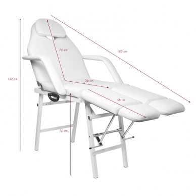 Kokoontaitettava kosmetologin tuoli P270 Pedi White 7