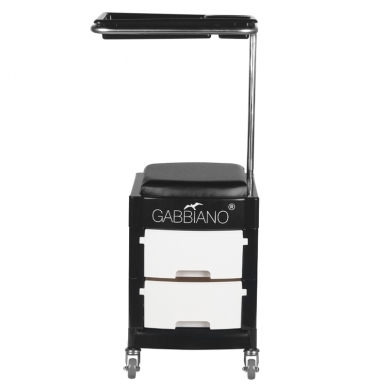 Kosmetologinis vežimėlis - kojų atrama pedikiūrui HELPER PLUS PEDICURE STOOL 2 BLACK/WHITE 1
