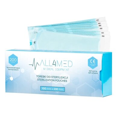 All4med sterilointipussit autoklaaviin 100 mm x 230 mm 200 kpl All4med sterilointipussit autoklaaviin 100 mm x 230 mm 200 kpl