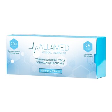 All4med sterilointipussit autoklaaviin 100 mm x 230 mm 200 kpl 1