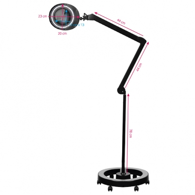 Cosmetology LED lamp with magnifier and stand ELEGANTE 60LED 5D 6W BLACK 5