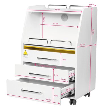 Косметическая тележка с УФ-лампой 601 Белая 2 Косметическая тележка с УФ-лампой 601 Белая 2