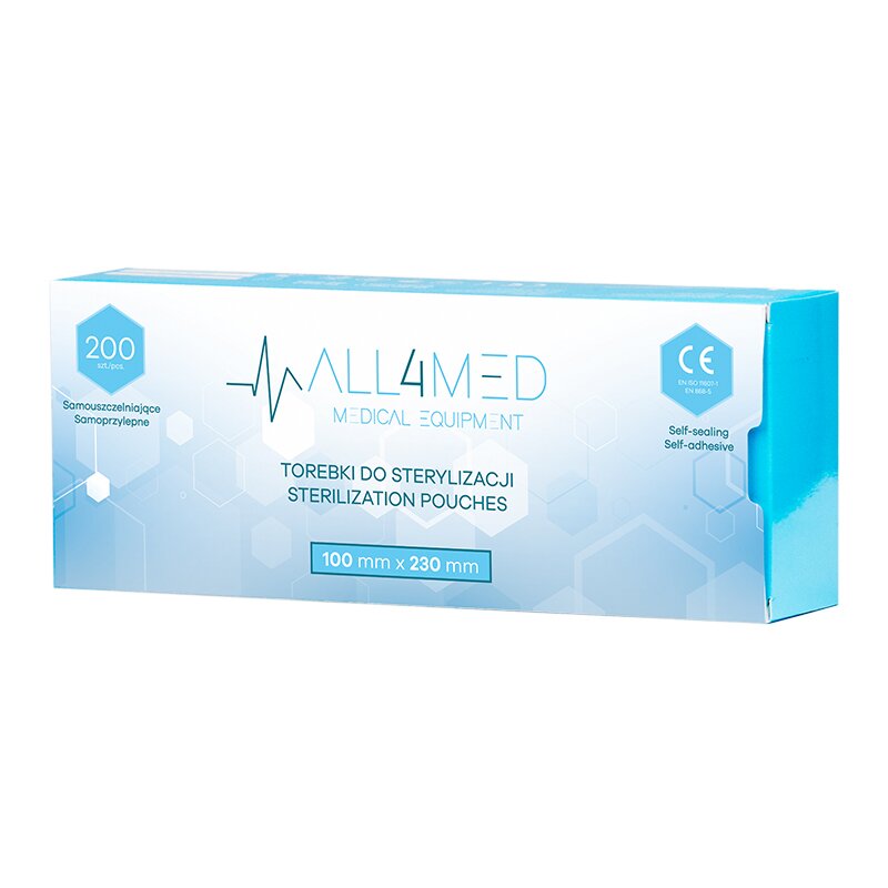All4med sterilointipussit autoklaaviin 100 mm x 230 mm 200 kpl 1 All4med sterilointipussit autoklaaviin 100 mm x 230 mm 200 kpl 1