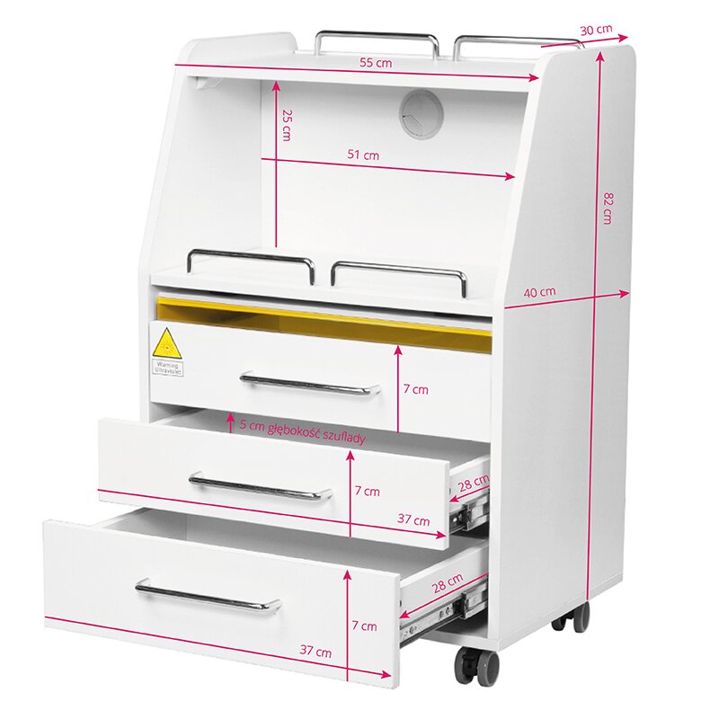 Косметическая тележка с УФ-лампой 601 Белая 2