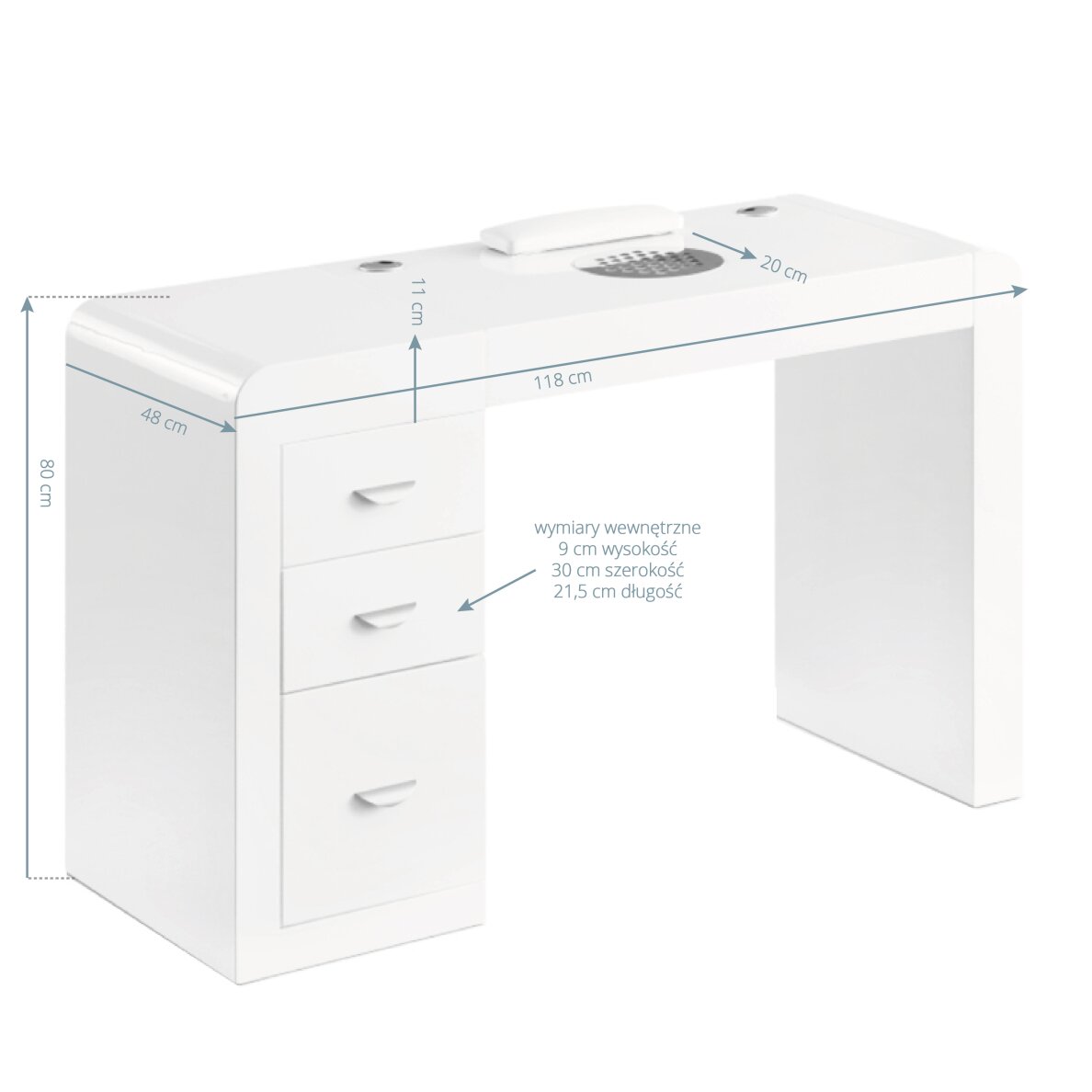 Manikīra galds ar putekļu savācēju IDEAL COSMETIC DESK WHITE 3 Manikīra galds ar putekļu savācēju IDEAL COSMETIC DESK WHITE 3