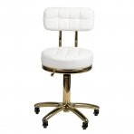 Meistara krēsls STOOL BEAUTY BACKREST AM-961 GOLD WHITE