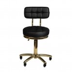 Kosmetologinė meistro kėdutė STOOL BEAUTY BACKREST AM-961 GOLD BLACK