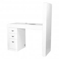 Manicure table with dust collector COSMETIC DESK RIGHT SHELF WHITE
