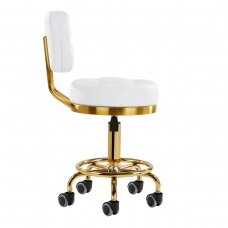 Meistara krēsls STOOL BEAUTY BACKREST AM-830 GOLD WHITE