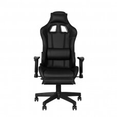 Spēļu krēsls ar kāju balstu GAMING CHAIR PREMIUM BLACK WITH FOOTREST