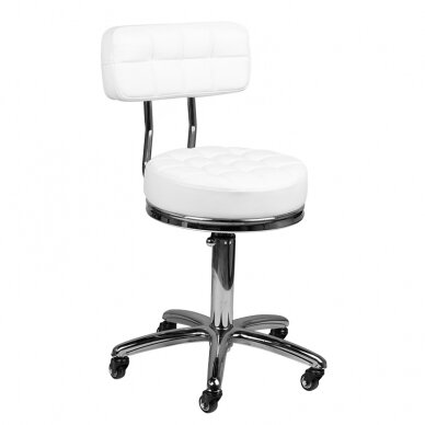 Kosmetoloogiline stool STOOL BEAUTY BACKREST AM-877 WHITE