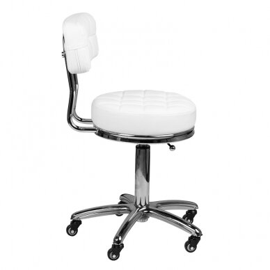 Kosmetologinė meistro kėdutė STOOL BEAUTY BACKREST AM-877 WHITE 3