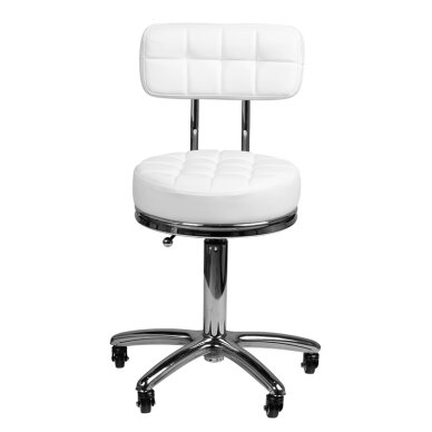 Beautician stool STOOL BEAUTY BACKREST AM-877 WHITE 1 Beautician stool STOOL BEAUTY BACKREST AM-877 WHITE 1