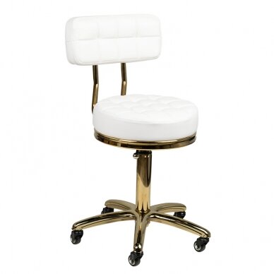 Meistara krēsls STOOL BEAUTY BACKREST AM-961 GOLD WHITE