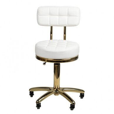 Meistara krēsls STOOL BEAUTY BACKREST AM-961 GOLD WHITE 1