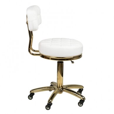 Meistara krēsls STOOL BEAUTY BACKREST AM-961 GOLD WHITE 2
