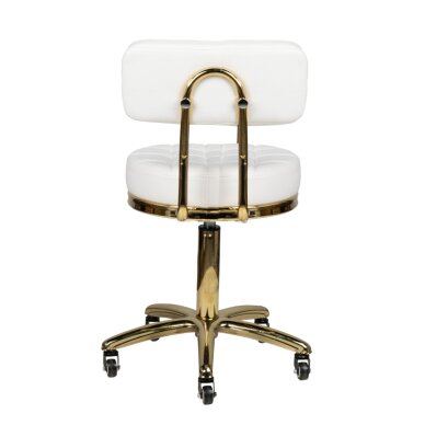 Beautician stool STOOL BEAUTY BACKREST AM-961 GOLD WHITE 3