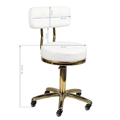 Kosmetoloģijas taburete STOOL BEAUTY BACKREST AM-961 GOLD BLACK 4