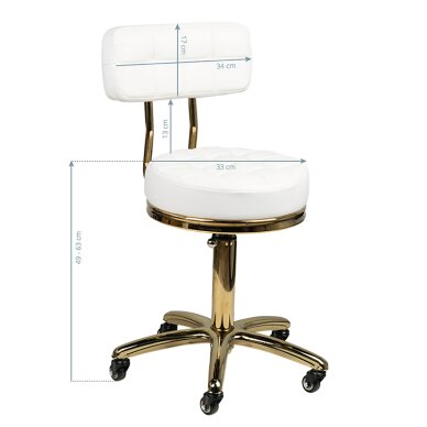 Kosmetikerin hocker STOOL BEAUTY BACKREST AM-961 GOLD WHITE 4 Kosmetikerin hocker STOOL BEAUTY BACKREST AM-961 GOLD WHITE 4