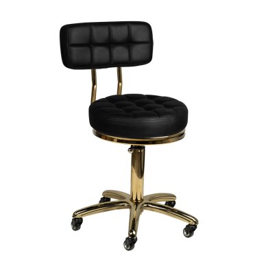 Kosmetoloģijas taburete STOOL BEAUTY BACKREST AM-961 GOLD BLACK