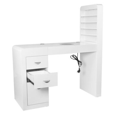 Маникюрный стол с пылесборником COSMETIC DESK RIGHT SHELF WHITE 2