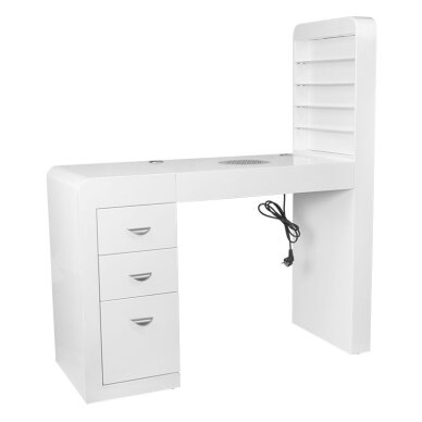 Biurko do manicure z pochłaniaczem COSMETIC DESK RIGHT SHELF WHITE 7